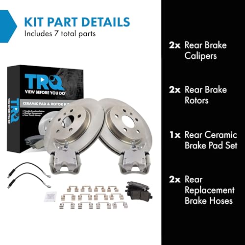 Image of TRQ Rear Brake Pad and Rotor Set Ceramic 315 mm Rotors Calipers Compatible with 2014-2015 Chevrolet Malibu