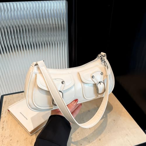 Image of Vintage Buckle Punk Purse for Women, Retro Y2K Shoulder Bag, Mini Hobo Clutch Aesthetic Purse for Travel Shopping