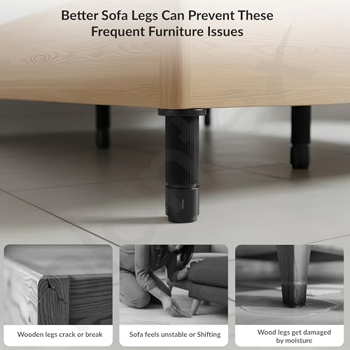 Image of Plantex 4 Inch Sofa Leg for Bed Furniture /Aluminium Sofa Leg for Table /Support Legs /Furniture Leg - Pair of 1 (2 Piece) (DTS-77, Black)