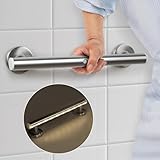 FSA Eligible, 16 Inch Toilet Grab Bar with Motion-Sensor LED Light, 550LBS Capacity, 304 Stainless Steel, Warm White Light (3000K), Ideal for Toilet, Bathroom & Stairs (120° Detection, 78 Inch Range)
