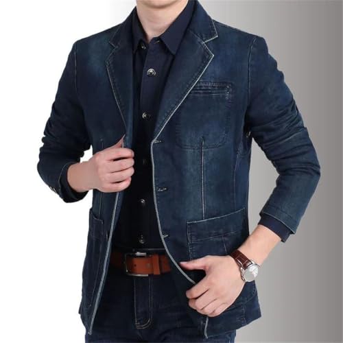Men Cotton Denim Suit Slim Washed Blazer Coat Male Clothing Jacket2