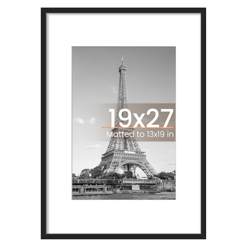 Image of upsimples 19x27 Poster Frame, Display Pictures 13x19 with Mat or 19 x 27 Without, Wall Hanging Puzzle Frames, Black, 1 Pack