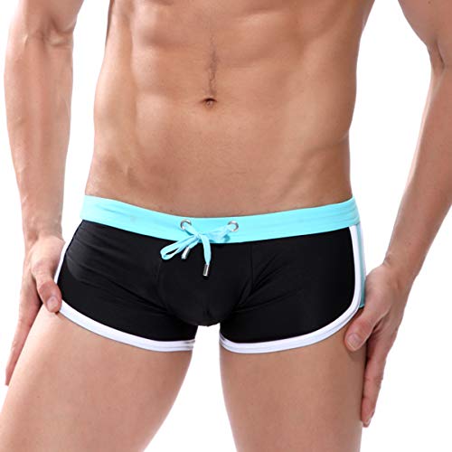 CAVEHEROMEN Quick Dry Mens Swim Trunks Nylon Beach Swim Briefs with Inter-Lining (Black, XXX-Large)3