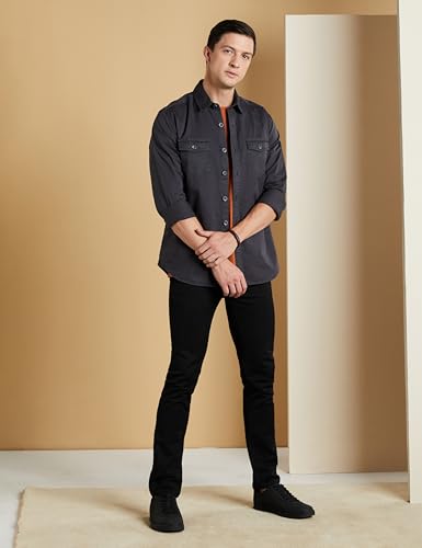 Image of Symbol Premium Men's Washed Cotton Twill Casual Shirt - Regular Fit | Pure Cotton (Available in Plus Sizes)