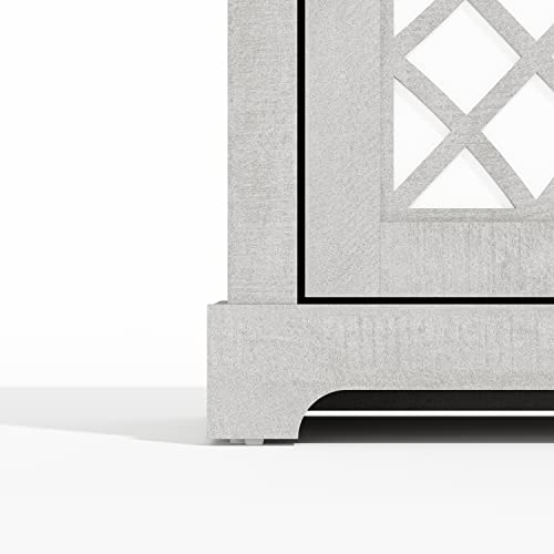 Galano Millicent 3 Door Accent Cabinet With Storage - Modern Distressed Oak Finish - Entryway - Foyer Or Living Room - Easy Assembly - Acrylic Mirror Doors - Dusty Grey Oak #TOP6