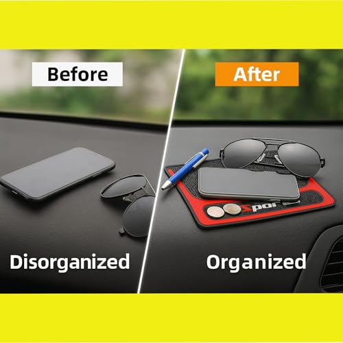 Image of DETACHI Car Dashboard Mat, 2-Section Design for Small Items Like Pen & Coins, Premium Silicone Anti-Slip Pad, Universal Sticky Adhesive Mat for Phone, Sunglasses, Keys & Accessories