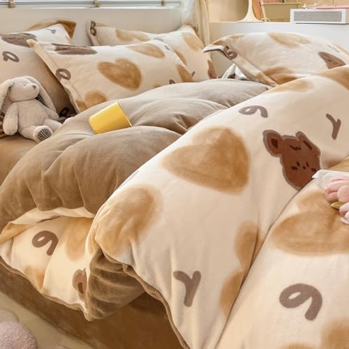 布団カバー シングル 3点セット あったか INS風 可愛い 冬用 掛け布団カバー マイクロファイバー 保温性 防ダニ 4点セット ダブル 吸湿発熱 フランネル ベッドシーツ 枕カバー ダブルロング 敷き布団カバー 抗菌防臭 静電気防止 洗える 洋式・和式