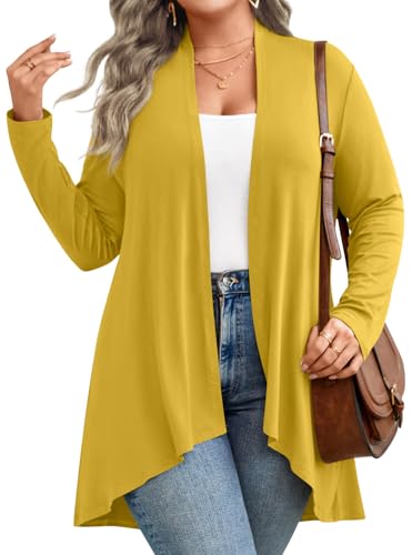 Image of Anymiss Womens Long Cardigans Spring Lightweight Jackets S-2XL Knit Kimono