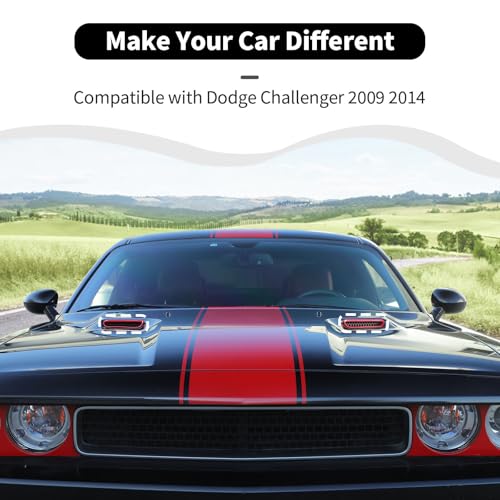 Cubierta de ventilación roja para capó de Dodge Challenger 2009 a 2014, accesorios ABS 3
