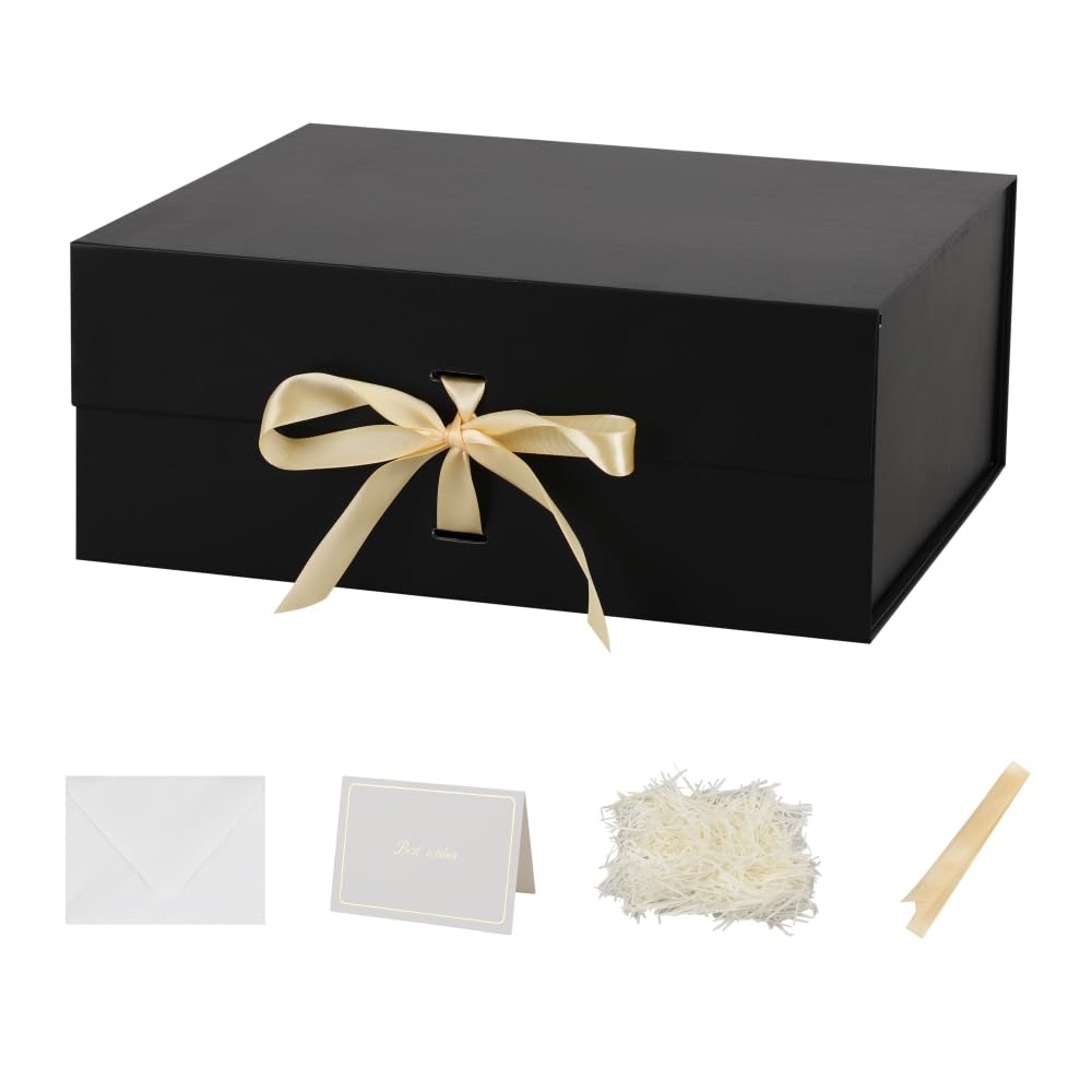 Boîte cadeau rectangulaire Skivra avec papier déchiqueté et carte pour cadeaux uniques