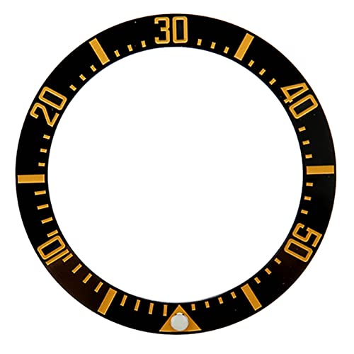 YUYTE Accesorio de Reparación de Anillo de Bisel de Reloj de Cerámica, Inserto de Bisel de Reloj de 40mm para Relojero (Caracter Dorado Dorso Negro)