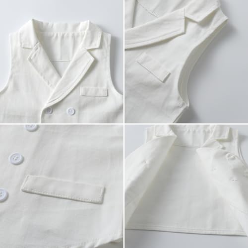 Image of Mud Kingdom Boys Suits for Weddings White Shirts, Vests and Pants Clothes Sets