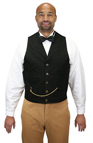 Historical Emporium Men's Cotton Canvas Casual Work Vest, Victorian Old West Edwardian Classic Waistcoat