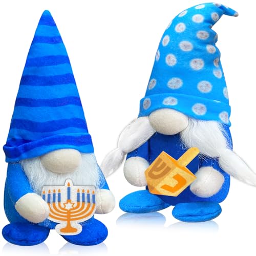 TURNMEON-2-Pcs-Hanukkah-Gnome-Decorations-Plush-Chanukah-Gnomes-Hold-Menorah-Dreidel-Swedish-Tomte-Nisse-Doll-Table-Ornaments-Gift-Decor-for-Home-Indoor-Coffee-Party-Supplies TURNMEON 2 Pcs Hanukkah Gnome Decorations Plush Chanukah Gnomes Hold Menorah Dreidel Swedish Tomte Nisse Doll Table Ornaments Gift Decor for Home Indoor Coffee Party Supplies