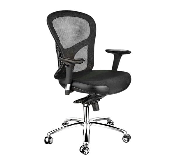 Image of Ergonomic Mesh Office Chair with Adjustable Armrests | Breathable Mesh Back, Height Adjustable Seat, Chrome Base, 360 Swivel, Smooth Rolling Wheels, Chair for Home, Office & Study (Black)