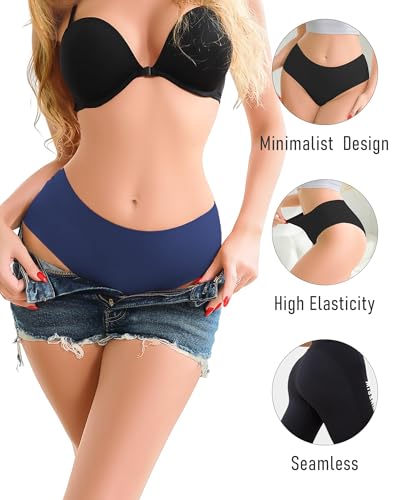 Image of UNDER THE SEA Seamless Underwear for Women Plus Size Mid Rise Lingerie Brief Sexy No Show Panties Womens Cheeky 5 Pack XS-3XL