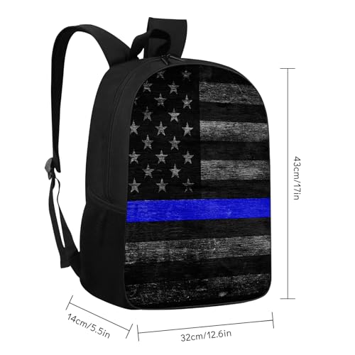Blue Line Backpack Vintage American Police Flag with Blue Line School Bag Travel Backpacks Laptop Bookbag Lightweight 17 inch Large Daypack Rucksack for Women Men Teens Kids3