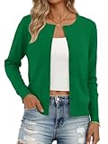 Trendy Queen Cardigan Sweaters for Women Lightweight Cropped Crew Neck Outfits Fall Fashion 2026 Spring Clothing Green S