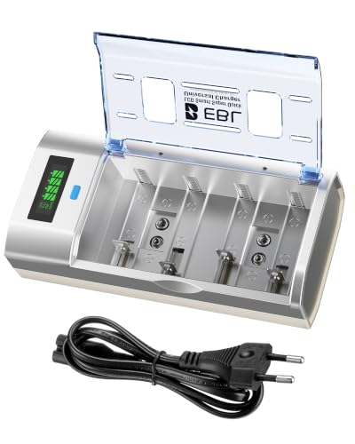 EBL LCD Cargador de Pilas para AA/AAA/C/D/9V NI-MH, Carga & Descarga