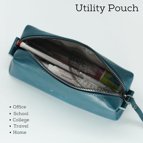 Image of VISMIINTREND Teal Blue Pencil Pen Case - Multi-Functional Pouch Holder for Students, School, College, and Office Supplies