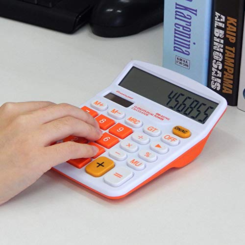 最安値 Tossow 電卓 12桁 ソーラー電卓 計算機 おしゃれ 大型液晶 簿記用電卓 卓上電卓 オレンジの価格比較