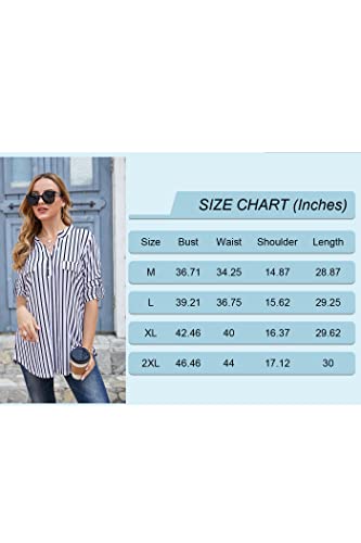 Nandashe Blouses & Button-Down Shirts, Polka Dot Shirts For Women Women's Long Sleeve Tunic Blouses Comfy Lightweight Floral Chiffon Blouse Shirt Casual Business Work V Neck Flowy Tops Black White M #TOP5