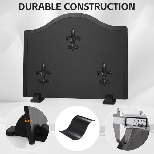 STBoo Firebacks for Fireplace 20 inch - Fireplace Back Plates with Feet | Fire Backs for Kitchen Backsplash Decorative Flower Design | Fireplace Heat Deflector Wall Protection