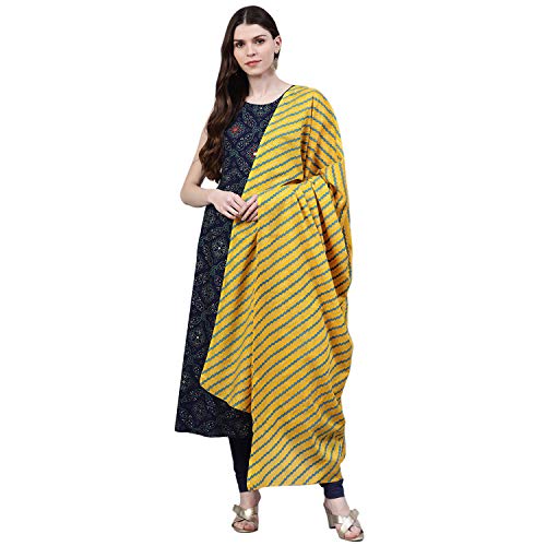 Image of Stylum Women's Printed Rayon Flared Kurta Dupatta Set