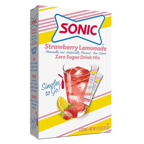 Sonic Strawberry Lemonade Zero Sugar Drink Mix Singles, 6 Sticks per Box, 21.2 g, 2-Pack