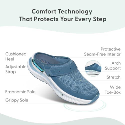 Orthofeet Women's Orthopedic Knit Iris Slip On Mule Sneakers3