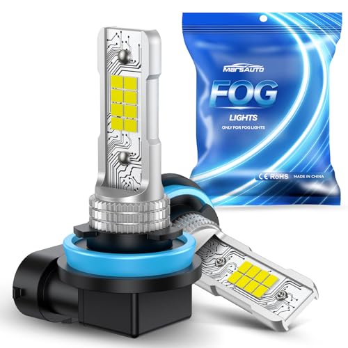 Image of Marsauto H8 /H11 LED Fog Light Bulb, 14,000LM 6500K Cool White 1:1 Size H16 /H8 Fog Lights, 0.16 inch Ultra-Thin Focused Beam for Foggy /Rainy Days, Pluy&Play, 2-Pack