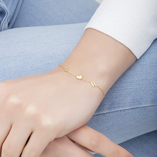 925 Sterling Silver Initial Bracelet for Women, Personalized Letter Bracelet for Mom, Custom Initial Bracelet for Her, Christmas Gift for Her, Bridesmaid Gift, Initial Charm Bracelet2