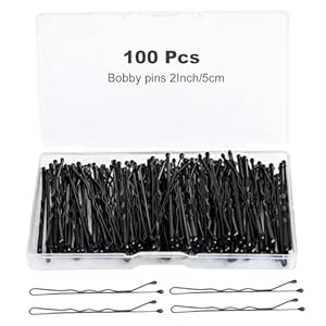 100Pcs Bobby Pins Black Hair Pins Kit for Women Girls Kids Premium Wavy Black Bobby Pins Hair Clips with Storage Box,Suitable for All Hair Types (2Inch)