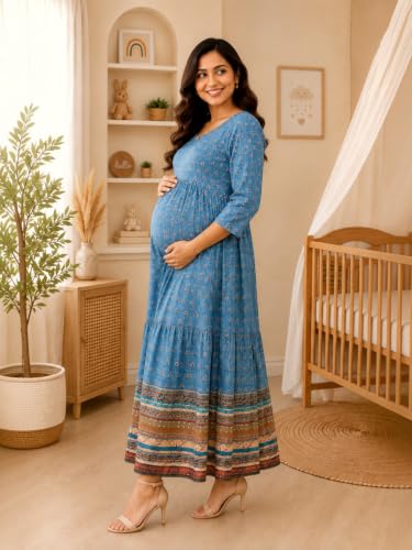 Image of RITIJYA Feeding Kurta for Women with Zip | Maternity Kurti for Nursing Mothers | Concealed Zipper, Extra Pleats Pre to Post Pregnancy | Quick-Dry Comfort Fabric | S-4XL