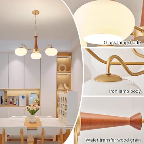 Suspension décorative haut de gamme dorée et verre à 3 têtes