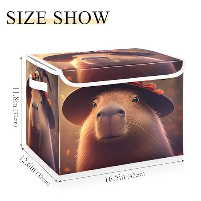 STAYTOP Halloween Decorations Storage Bins with Lids and Carrying Handle,Halloween Capybara Foldable Storage Boxes Organizer Containers Baskets for Home Bedroom Closet Office Nursery