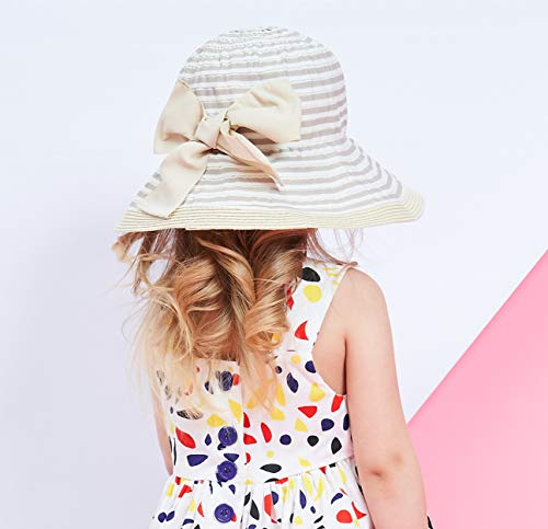 Connectyle Kids Floppy Beach Sun Hat with Bowknot Girls Foldable Wide Brim Hat3