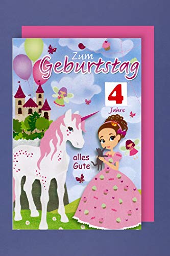 Mädchen Drehzahl Karte 1 bis 7 Jahre Geburtstag Grußkarte Einhorn 16x11cm Cover