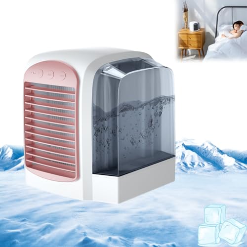 Portable Air Chiller, Small Portable Ac Air Conditioners, USB Rechargeable Personal Desktop Fan, Portable Evaporative Air Cooler for Camping Home Outside Office Travel
