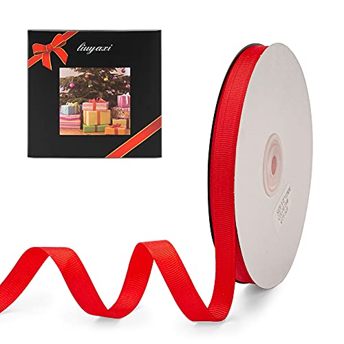 LIUYAXI 3/8" X 50 Yards Solid Red Grosgrain Ribbon, Perfect for Crafts, Wedding Decor, DIY Hair Accessories, Sewing, Gift Package Wrapping and More