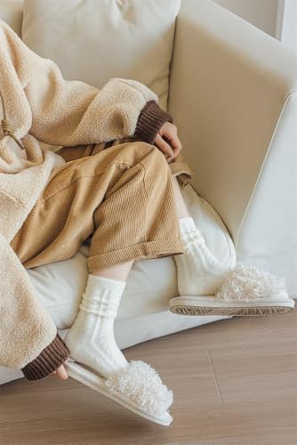 Image of Kelabia Women Fuzzy Socks Warm Fluffy Soft Japanese Thick Slipper Cute Aesthetic Fleece Long Socks