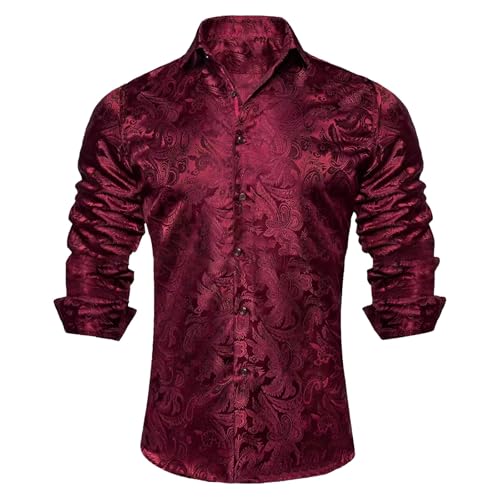 Camicia da Uomo in Seta a Fantasia Paisley, Maniche Lunghe