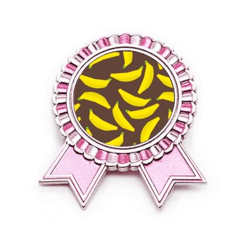 Broche rose avec motif banane jaune en métal taille M pour accessoire de mode