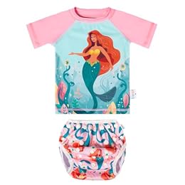 ALVA Baby Girls' Bikini Sets, 1-3T Reusable Swim Diaper with Matching Top