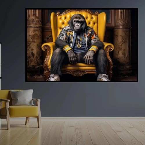 Peinture sur toile gorille graffiti hip-hop portrait de singe moderne 55x100 cm sans cadre