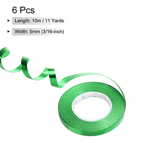 PATIKIL 6pcs Curling Ribbon Crimped Balloon String Shiny Metallic 5mm 10m Iridescent for Party Decoration Gift Wrapping Crafts Green - Image 2