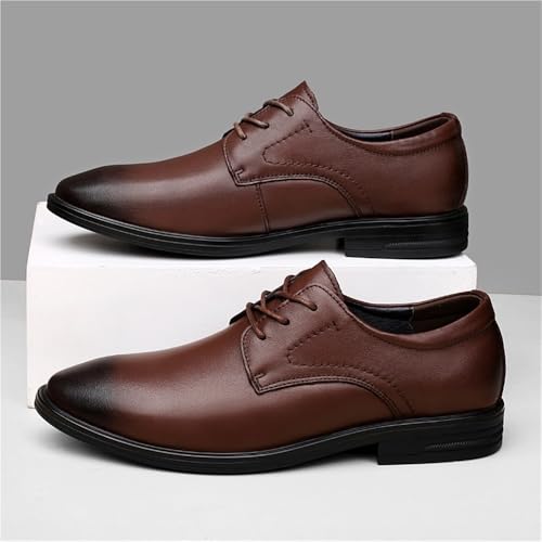 Men's Lace up Genuine Leather Derby Shoes Low Top Business Casual Dress Shoes Spring Formal Shoes with Polished Finish2