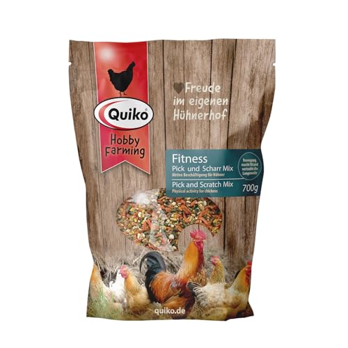 Quiko Hobby Farming Fitness Pick und Scharr Mix 700g - Hühner Beschäftigung - Bunter Mix aus hochwertigen Körnern und Aromen - unterhaltsamer Zeitvertreib Quiko Hobby Farming Fitness Pick und Scharr Mix 700g - Hühner Beschäftigung - Bunter Mix aus hochwertigen Körnern und Aromen - unterhaltsamer Zeitvertreib