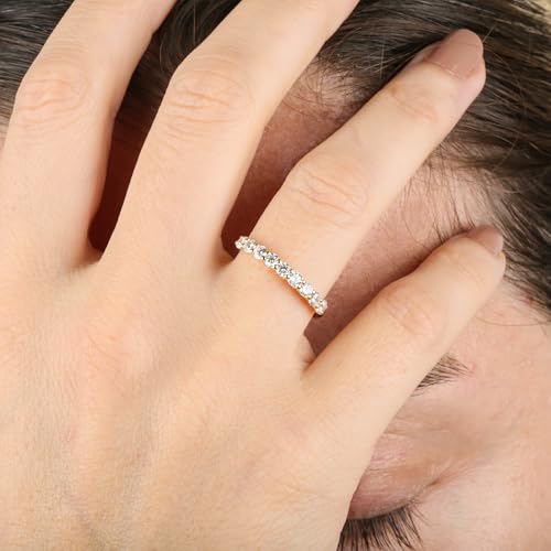 JEWEE DIAMOND 925 Sterling Silver Emerald Birthstone Ring for Women | Dainty May Birthstone Ring | Half Eternity Stackable Prong Set Ring | Mother’s Day Gift for Mom, Grandma, Bridesmaid, Her3