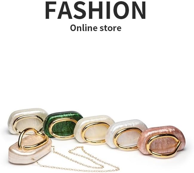 Acrylic Evening Bag Clutch Purses for Women, Elegant Pearl & Marble Trendy Ladies Shoulder Crossbody Handbag with Chain for Wedding Party Prom - Image 7